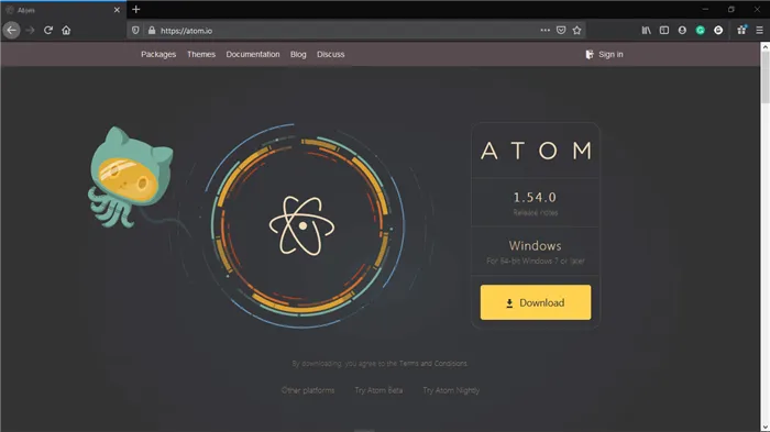 Установка текстового редактора Atom Python