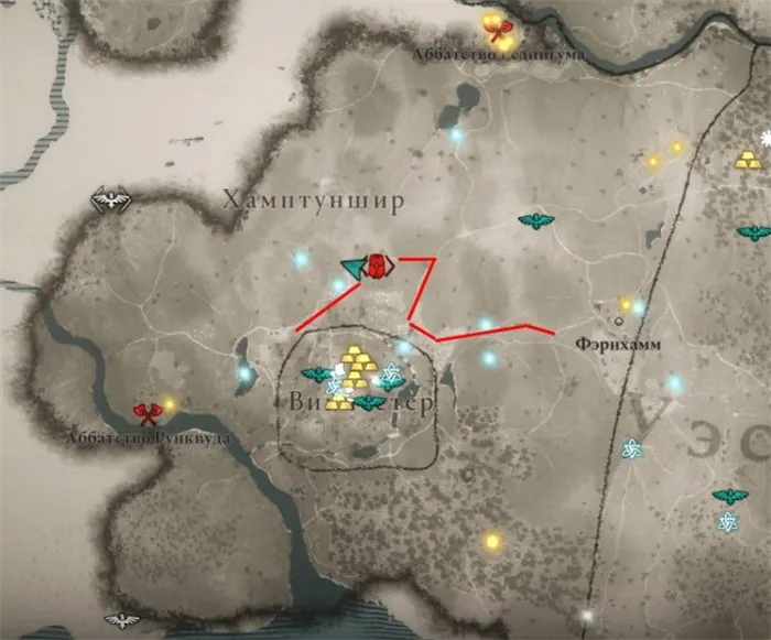 Искатель Берктун на карте мира ассасинов