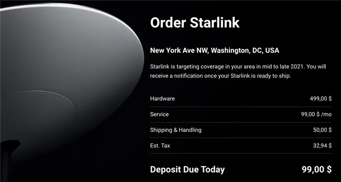 Цена Starlink