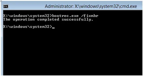 Всегда запускайте командную строку Windows bootrec.exe/fixmbr перед извлечением главного загрузочного файла.