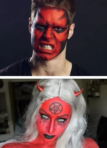 Дьявол и дьяволица (красный, маятник) Макияж