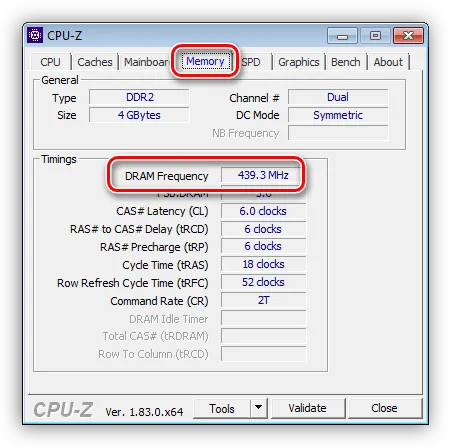 Получение значений частоты оперативной памяти с помощью утилиты CPU-Z