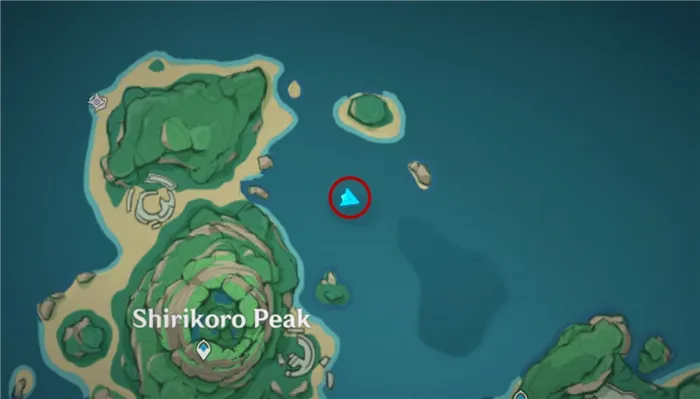 Расположение третьего камня в форме звезды на карте (фото Original God Impact)