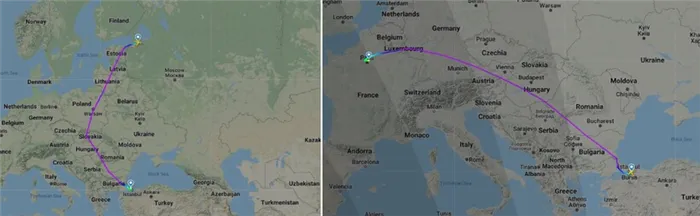 Перелет из Санкт-Петербурга в Париж через Константинополь. Фото: flightradar24.com