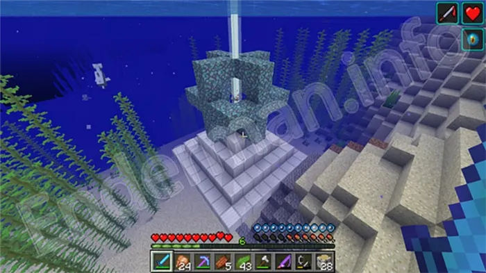 Поиск сердца моря в Minecraft