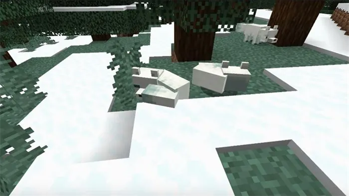 Белая лиса в Minecraft