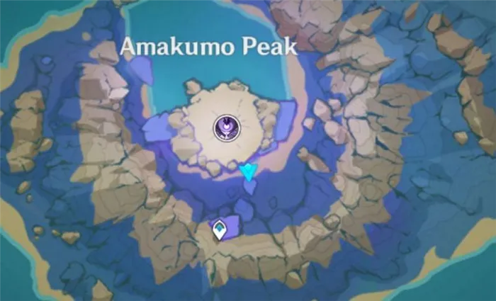 Местонахождение загадки пика Амакумо (изображение Genshin Impact)