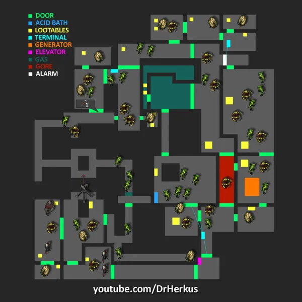 Карта нижнего уровня 3 убежища Альфа