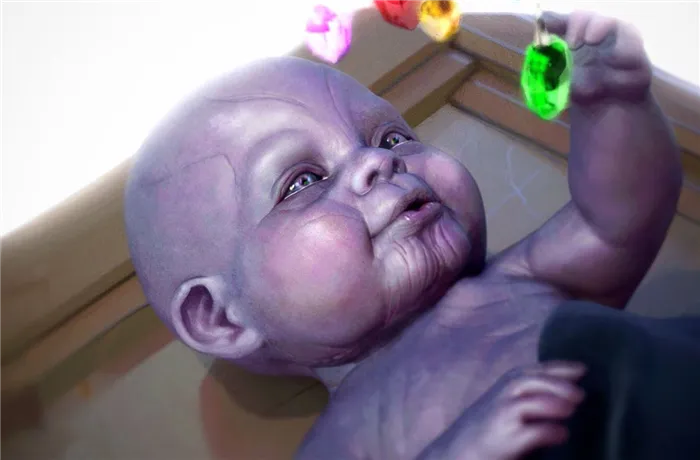 Танос в младенчестве - признаки мутации с рождения
