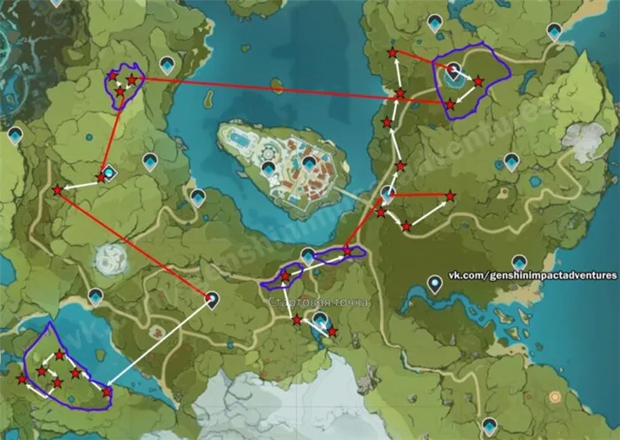 Карта маршрута - влияние Геншина (Рисунок 1)