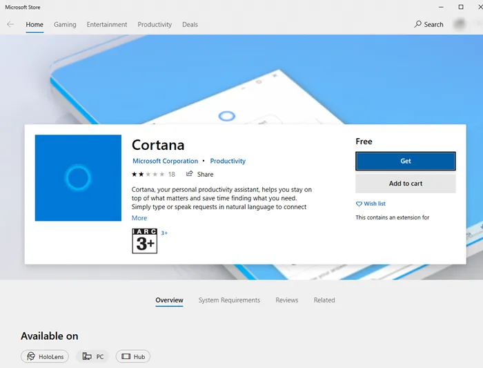 Удаление и повторная установка Cortana в Windows 10