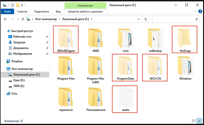 Скрытые файлы и папки