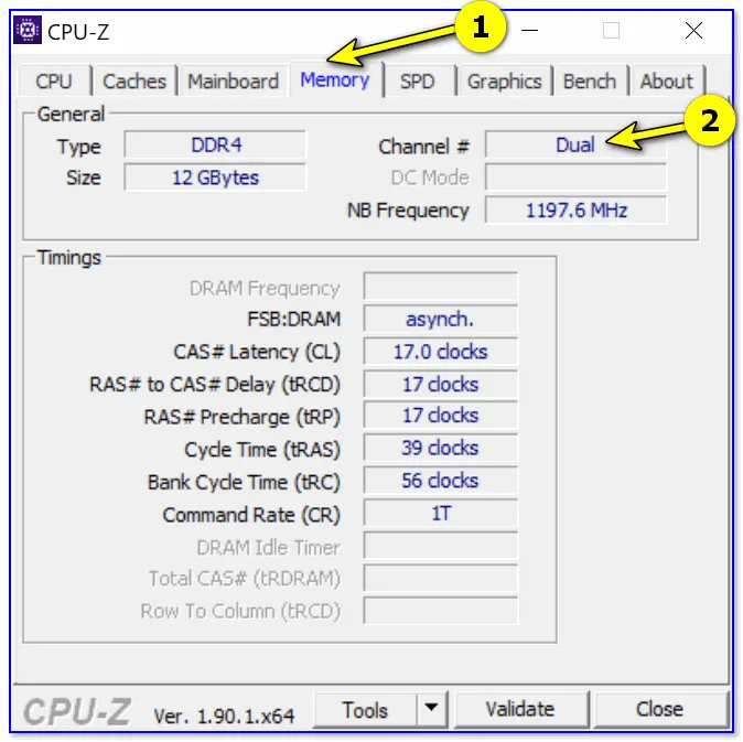 CPU-Z (ОПЕРАТИВНАЯ ПАМЯТЬ). Двойной - двойной канал
