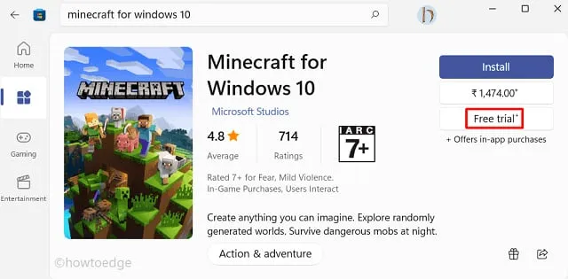 Установите Minecraft из магазина Windows Store