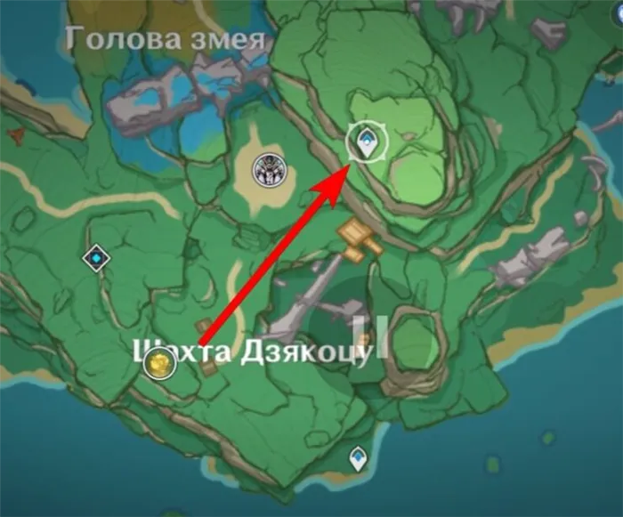 Карта расположения второй простой могилы в Иназуме в Genshin Impact (Genshin Impact 2.0)